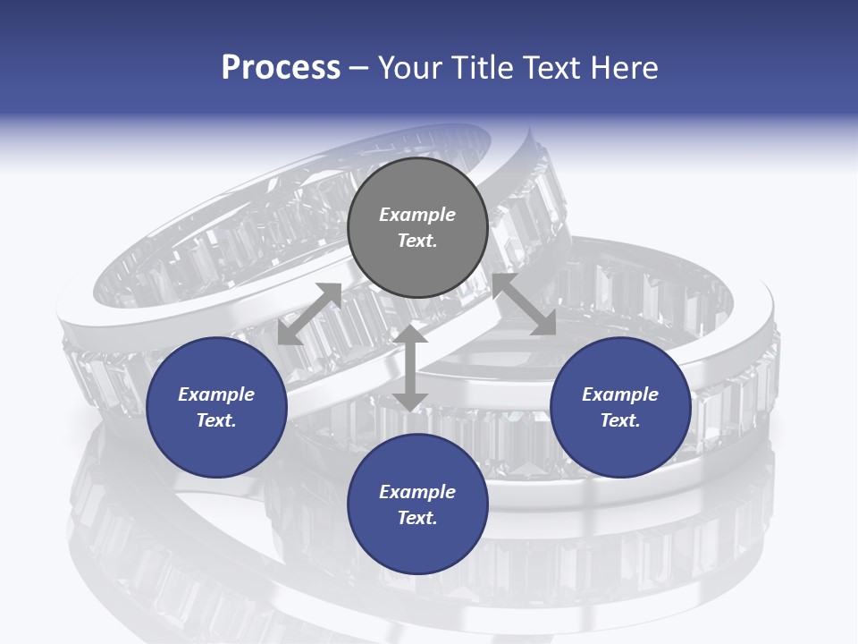 Two Wedding Rings With Diamonds On A Reflective Surface PowerPoint Template