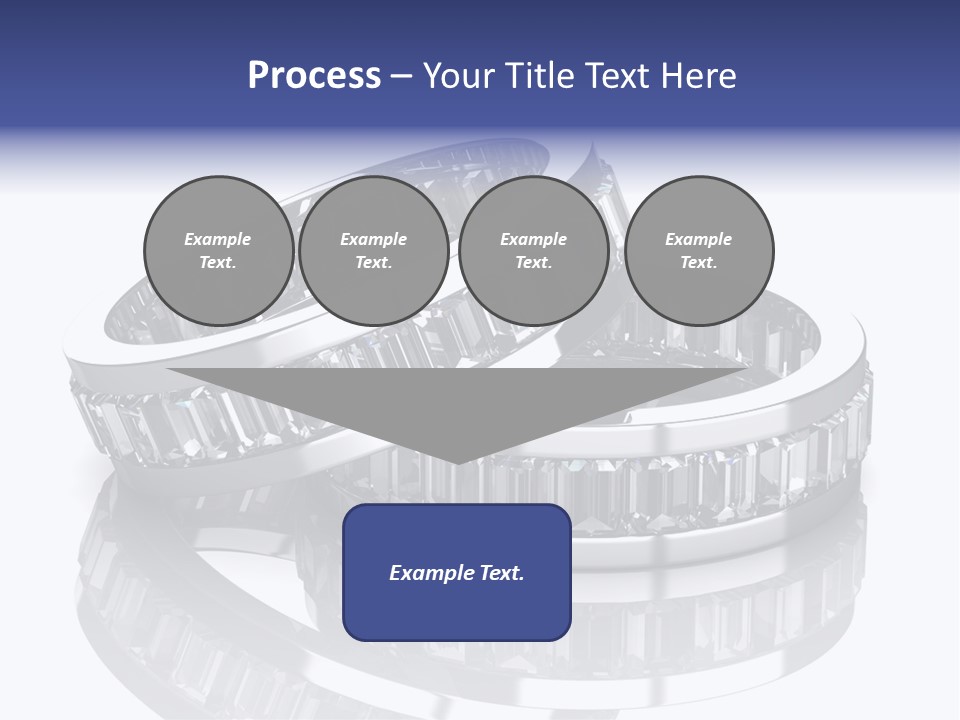 Two Wedding Rings With Diamonds On A Reflective Surface PowerPoint Template
