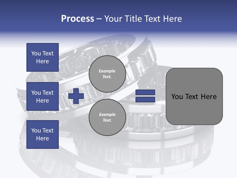 Two Wedding Rings With Diamonds On A Reflective Surface PowerPoint Template
