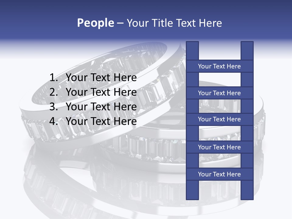 Two Wedding Rings With Diamonds On A Reflective Surface PowerPoint Template