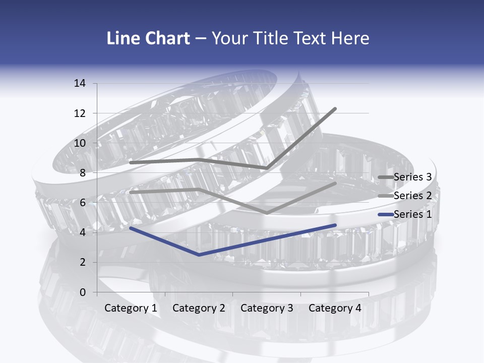 Two Wedding Rings With Diamonds On A Reflective Surface PowerPoint Template