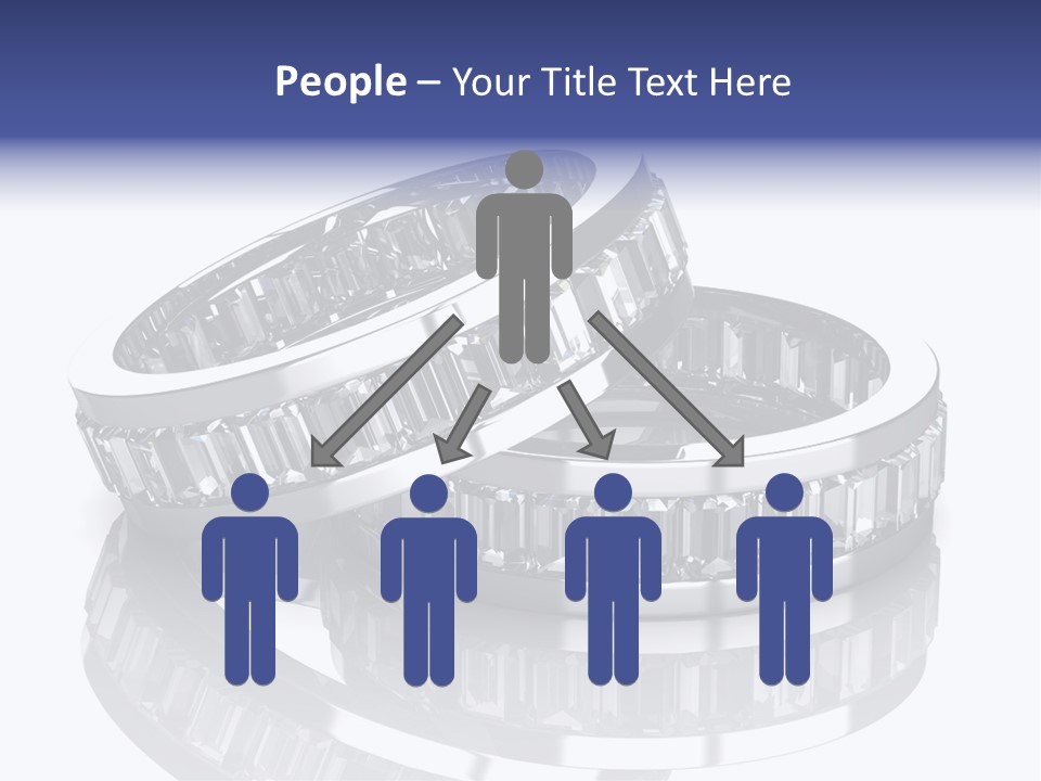 Two Wedding Rings With Diamonds On A Reflective Surface PowerPoint Template