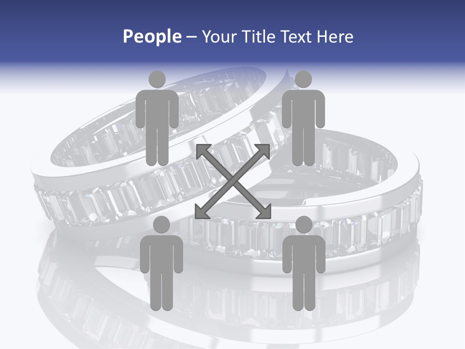Two Wedding Rings With Diamonds On A Reflective Surface PowerPoint Template
