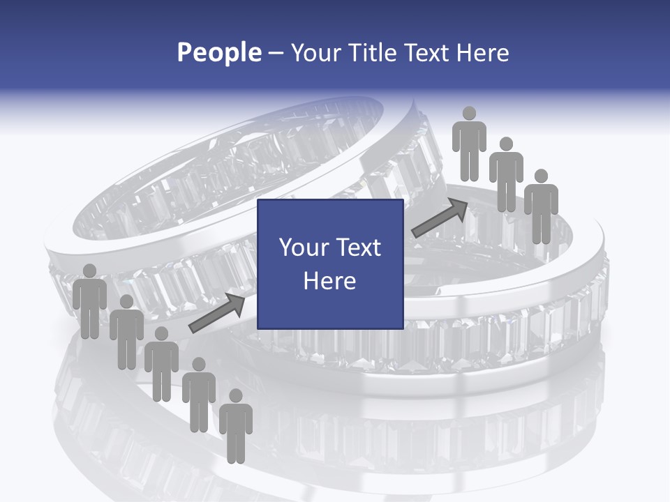 Two Wedding Rings With Diamonds On A Reflective Surface PowerPoint Template