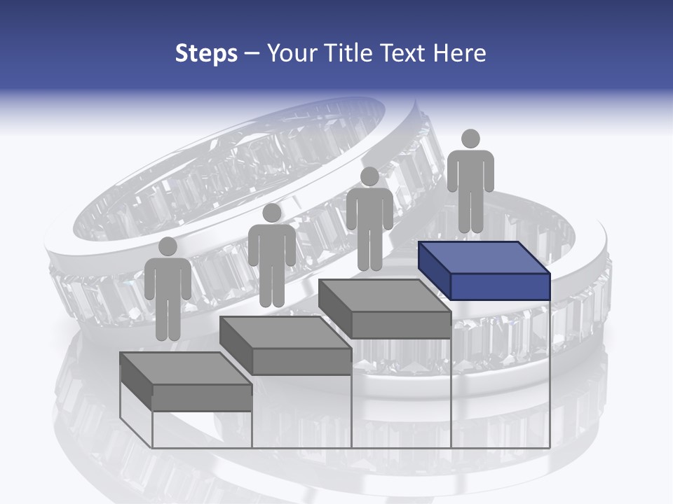 Two Wedding Rings With Diamonds On A Reflective Surface PowerPoint Template