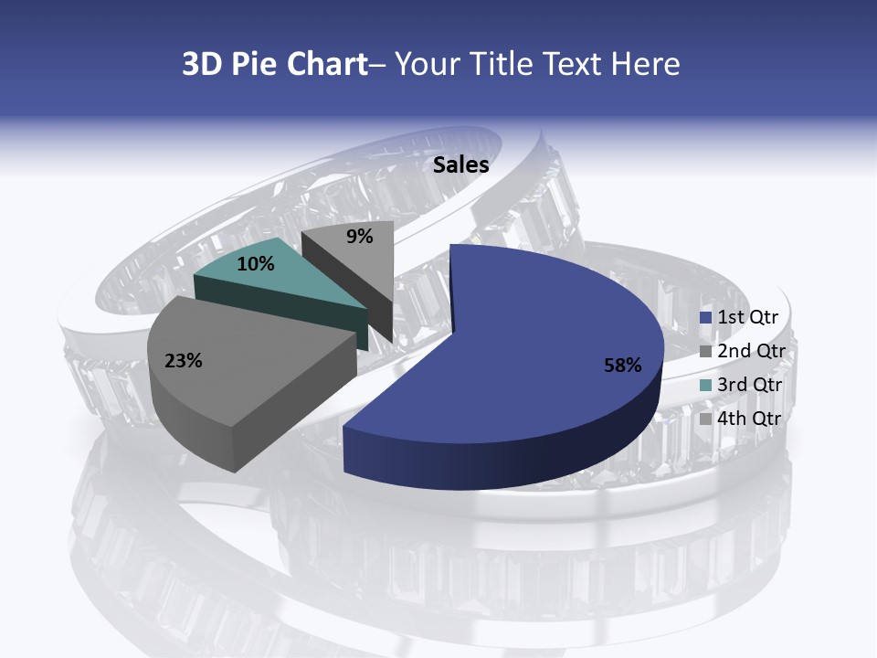 Two Wedding Rings With Diamonds On A Reflective Surface PowerPoint Template