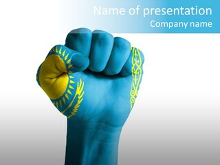 A Fist With The Flag Of Ukraine Painted On It PowerPoint Template