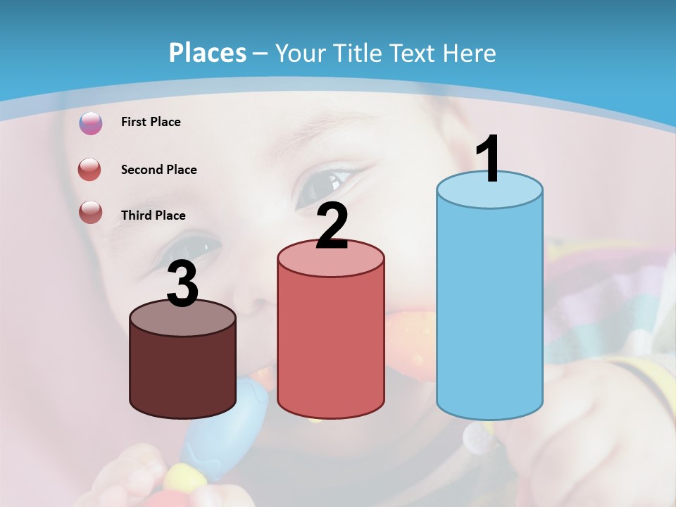 A Baby Chewing On A Toy With A Blue Background PowerPoint Template