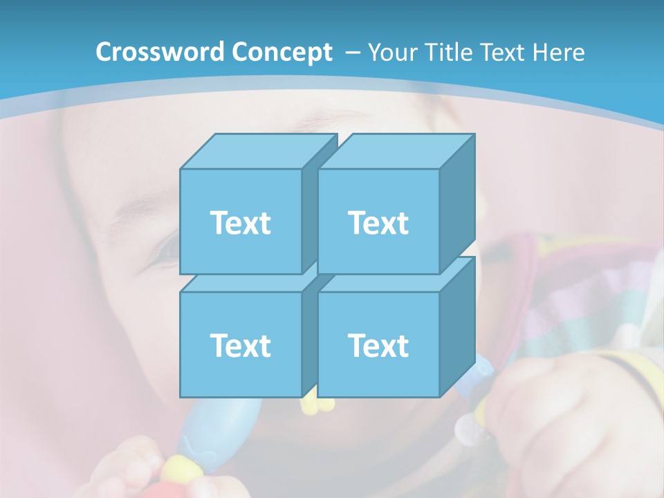 A Baby Chewing On A Toy With A Blue Background PowerPoint Template