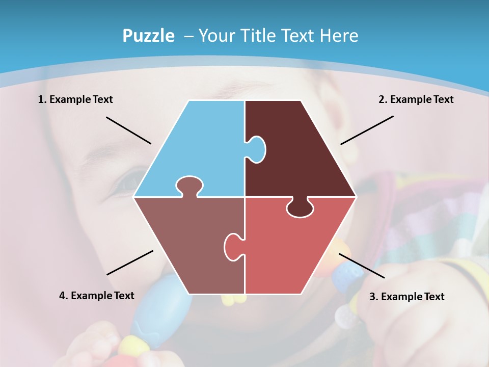 A Baby Chewing On A Toy With A Blue Background PowerPoint Template