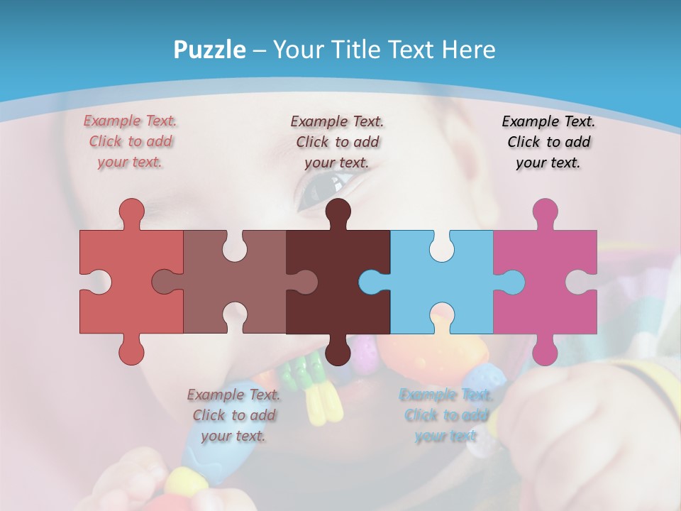 A Baby Chewing On A Toy With A Blue Background PowerPoint Template