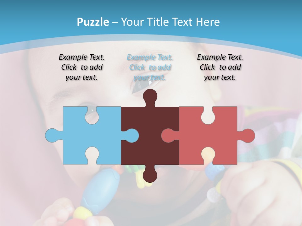 A Baby Chewing On A Toy With A Blue Background PowerPoint Template