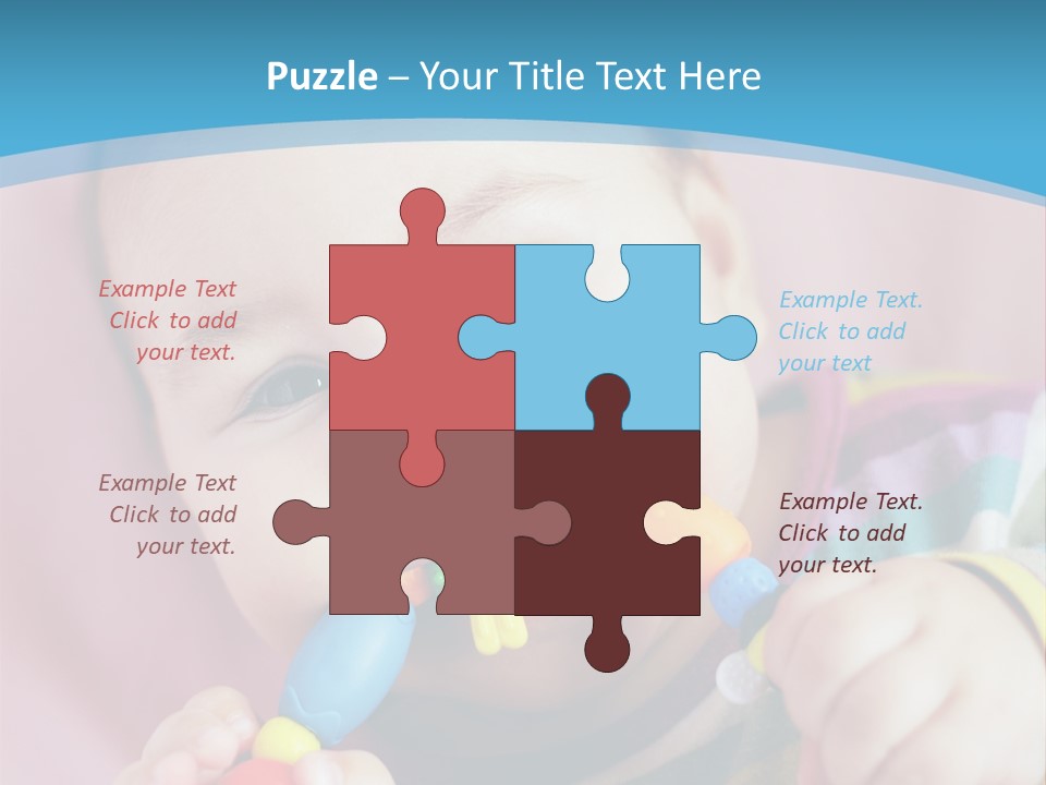 A Baby Chewing On A Toy With A Blue Background PowerPoint Template