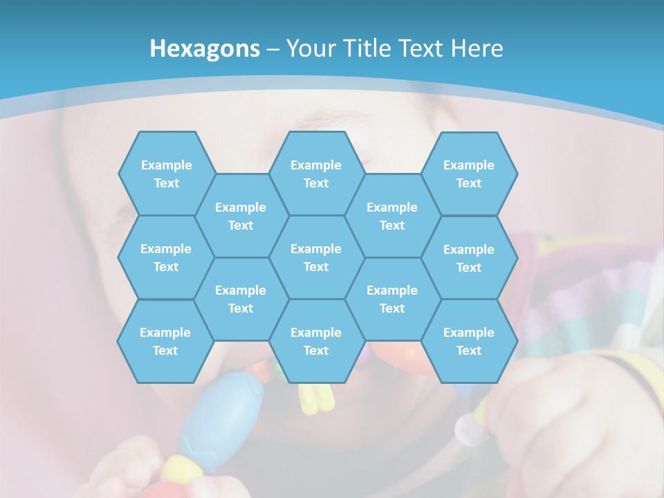 A Baby Chewing On A Toy With A Blue Background PowerPoint Template