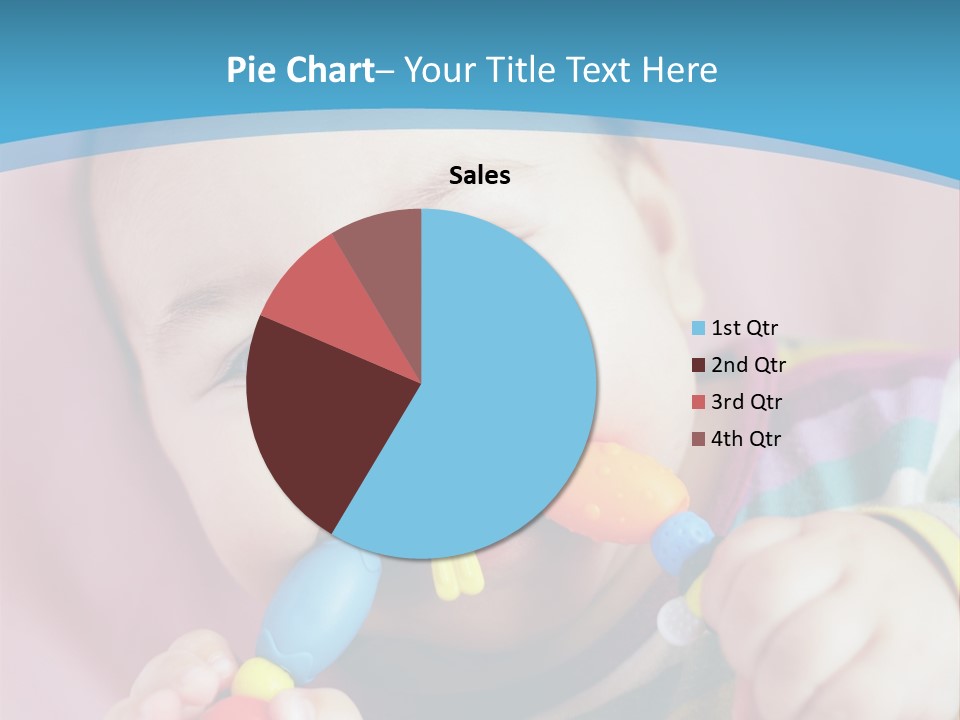 A Baby Chewing On A Toy With A Blue Background PowerPoint Template