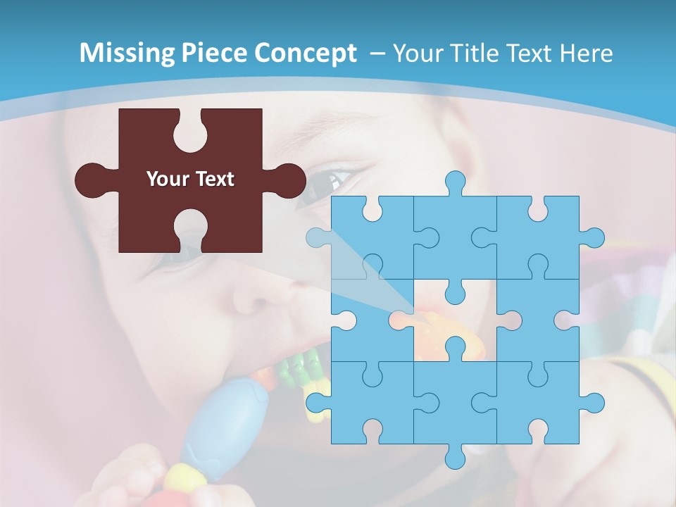A Baby Chewing On A Toy With A Blue Background PowerPoint Template
