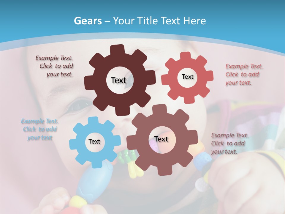 A Baby Chewing On A Toy With A Blue Background PowerPoint Template