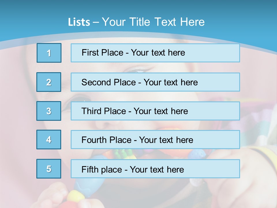 A Baby Chewing On A Toy With A Blue Background PowerPoint Template