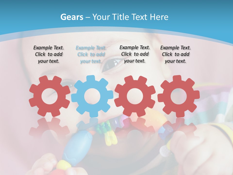 A Baby Chewing On A Toy With A Blue Background PowerPoint Template