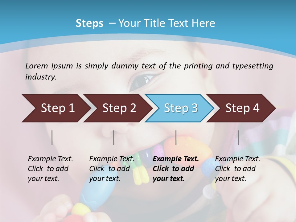 A Baby Chewing On A Toy With A Blue Background PowerPoint Template