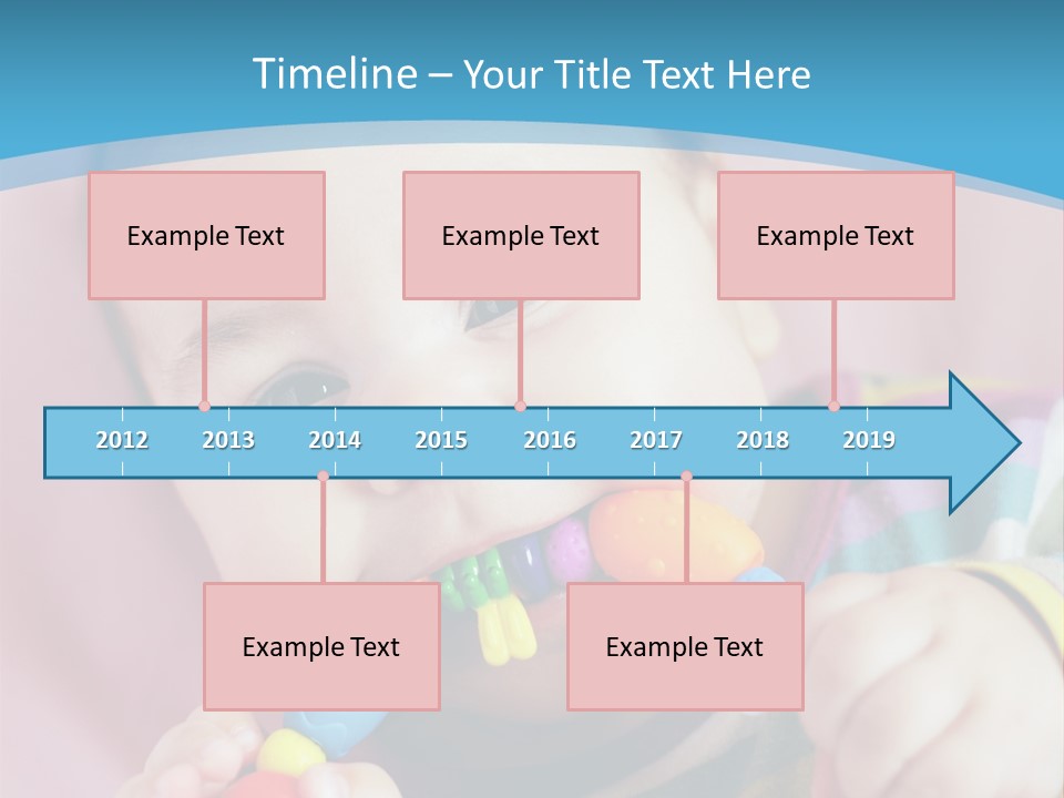 A Baby Chewing On A Toy With A Blue Background PowerPoint Template