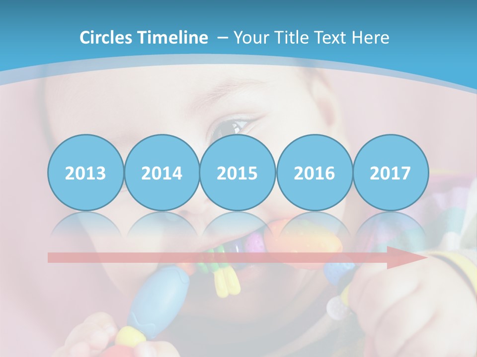 A Baby Chewing On A Toy With A Blue Background PowerPoint Template