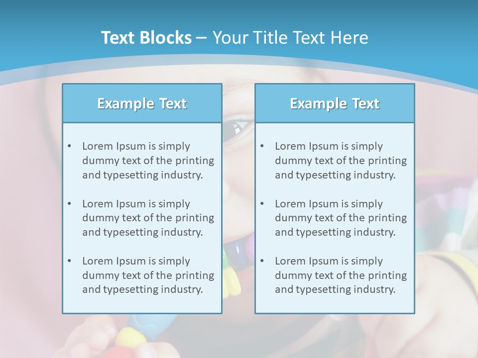 A Baby Chewing On A Toy With A Blue Background PowerPoint Template