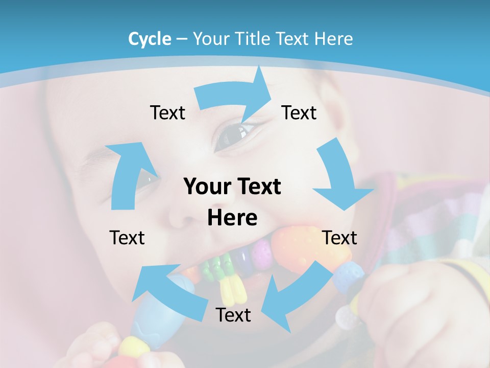 A Baby Chewing On A Toy With A Blue Background PowerPoint Template