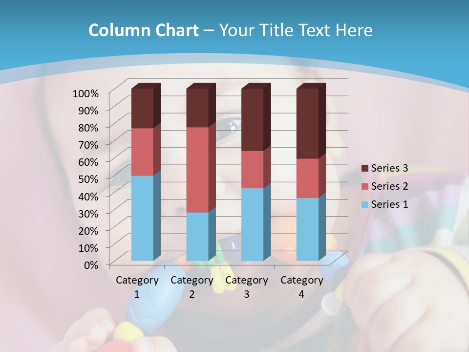 A Baby Chewing On A Toy With A Blue Background PowerPoint Template