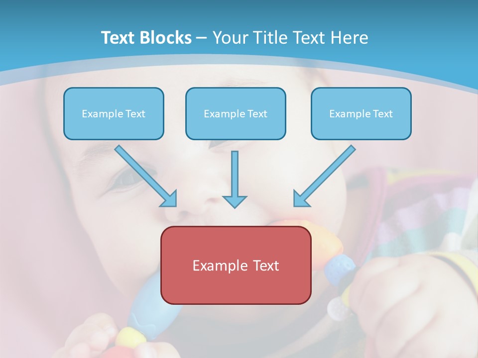 A Baby Chewing On A Toy With A Blue Background PowerPoint Template