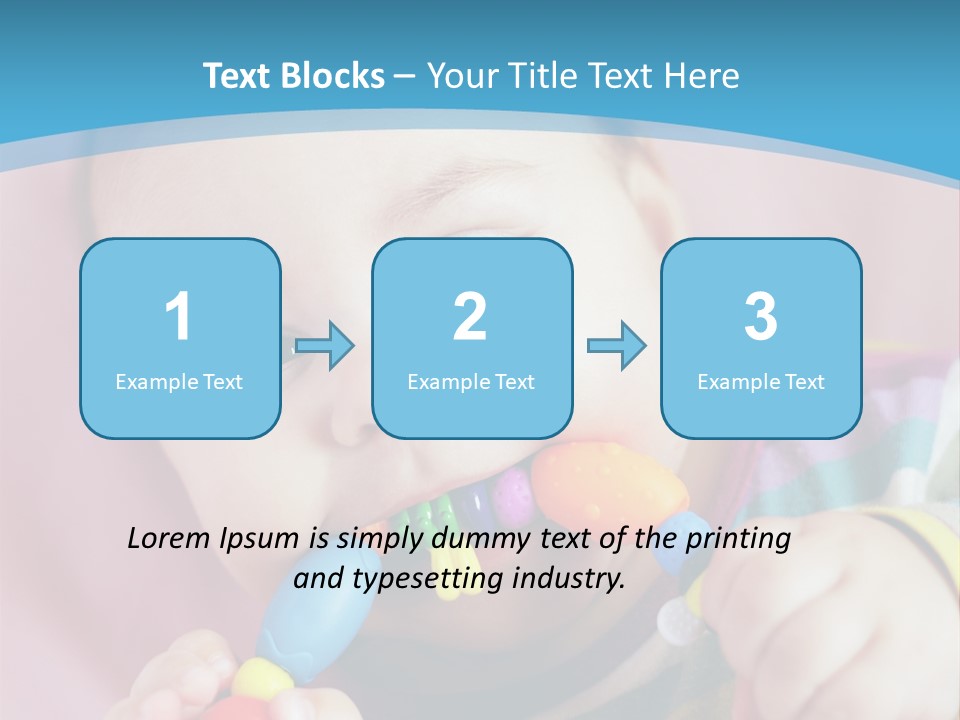 A Baby Chewing On A Toy With A Blue Background PowerPoint Template