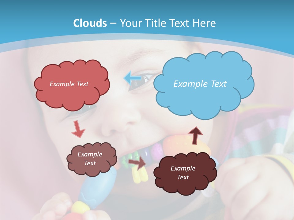 A Baby Chewing On A Toy With A Blue Background PowerPoint Template