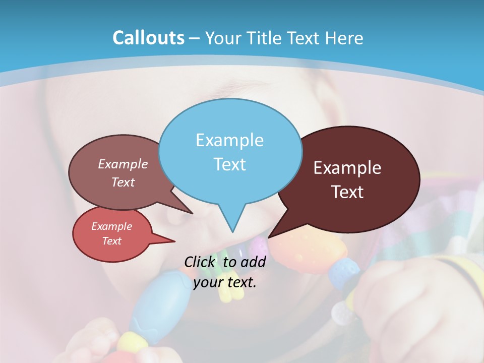 A Baby Chewing On A Toy With A Blue Background PowerPoint Template