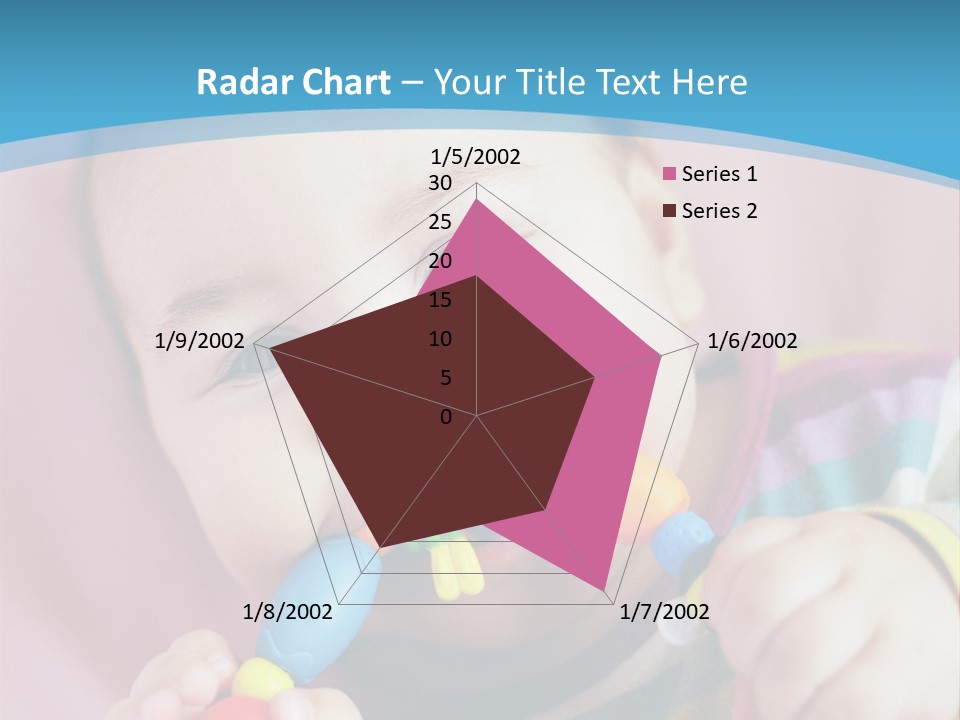 A Baby Chewing On A Toy With A Blue Background PowerPoint Template