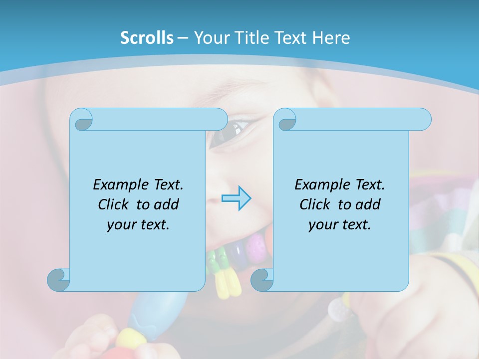 A Baby Chewing On A Toy With A Blue Background PowerPoint Template