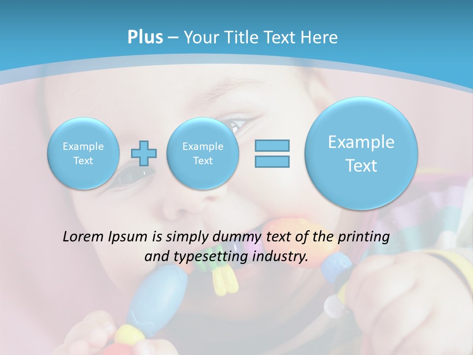 A Baby Chewing On A Toy With A Blue Background PowerPoint Template