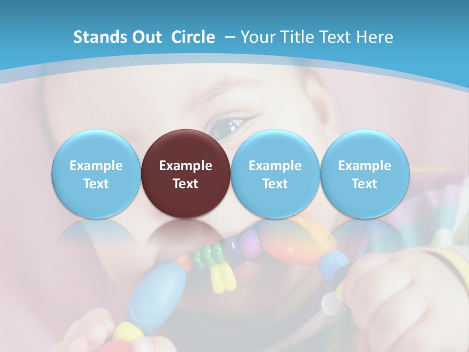 A Baby Chewing On A Toy With A Blue Background PowerPoint Template