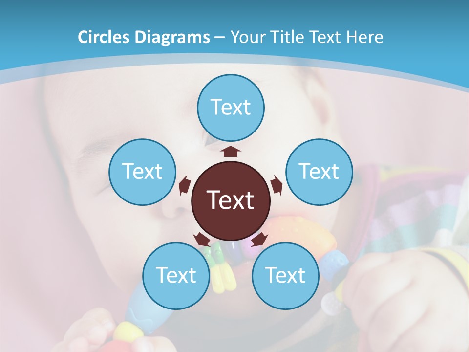 A Baby Chewing On A Toy With A Blue Background PowerPoint Template