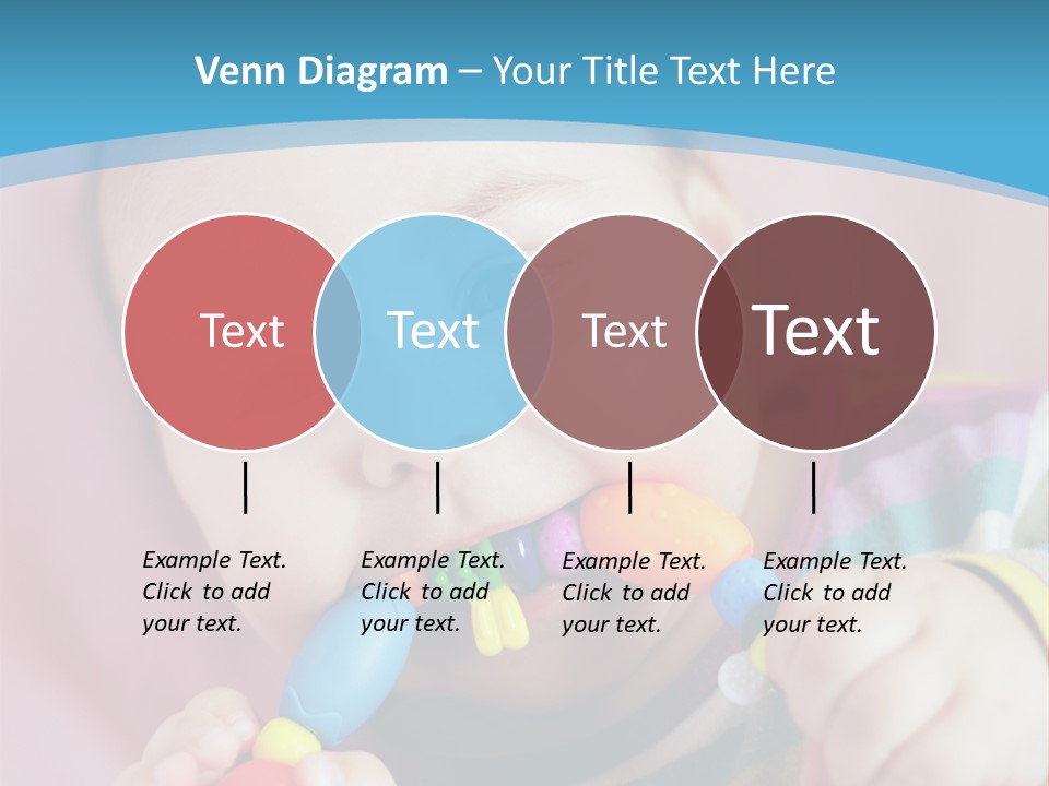 A Baby Chewing On A Toy With A Blue Background PowerPoint Template