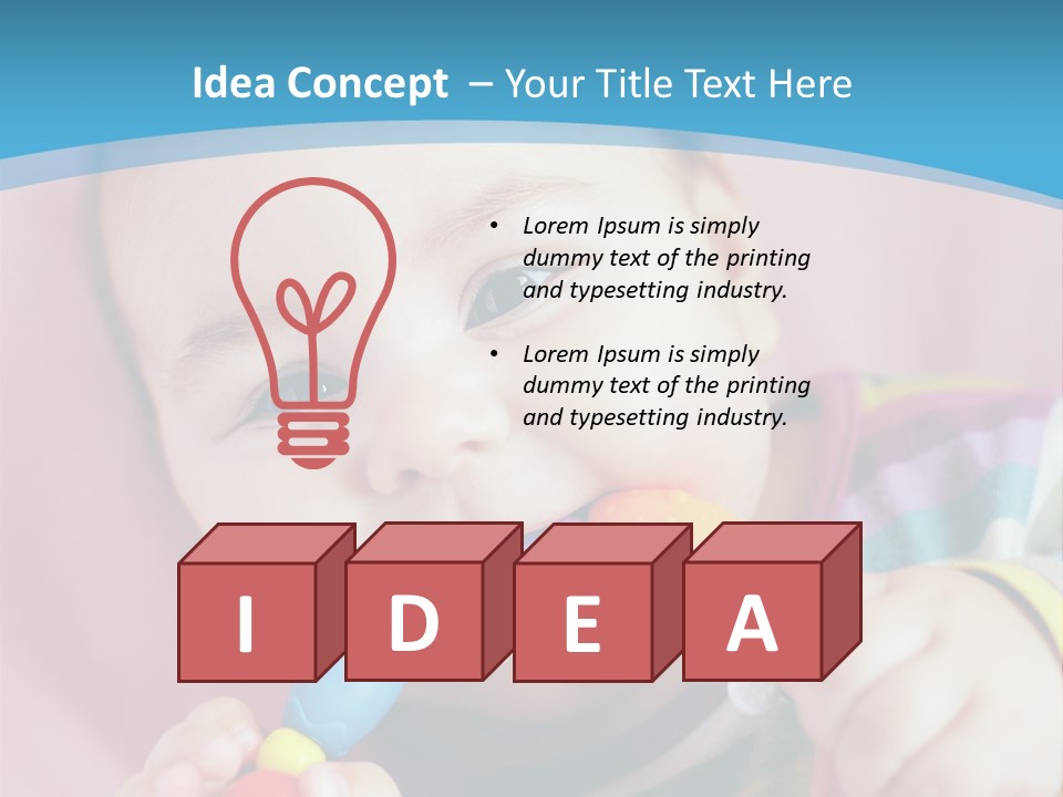 A Baby Chewing On A Toy With A Blue Background PowerPoint Template