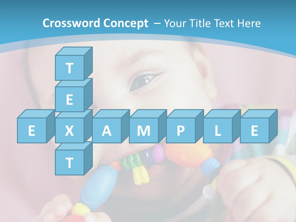 A Baby Chewing On A Toy With A Blue Background PowerPoint Template