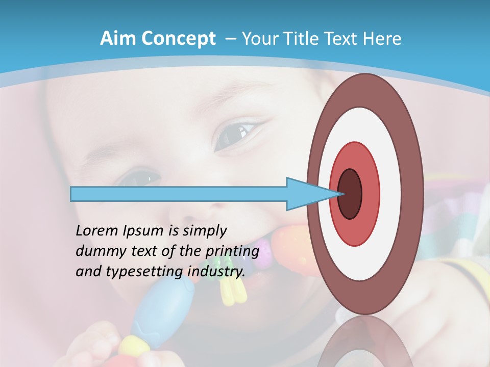 A Baby Chewing On A Toy With A Blue Background PowerPoint Template