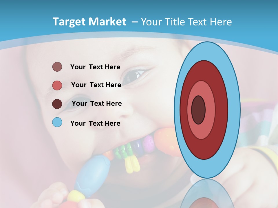 A Baby Chewing On A Toy With A Blue Background PowerPoint Template