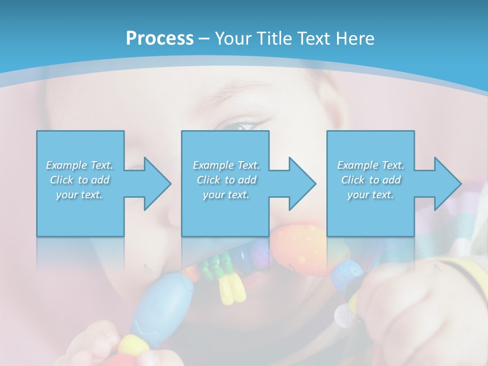 A Baby Chewing On A Toy With A Blue Background PowerPoint Template