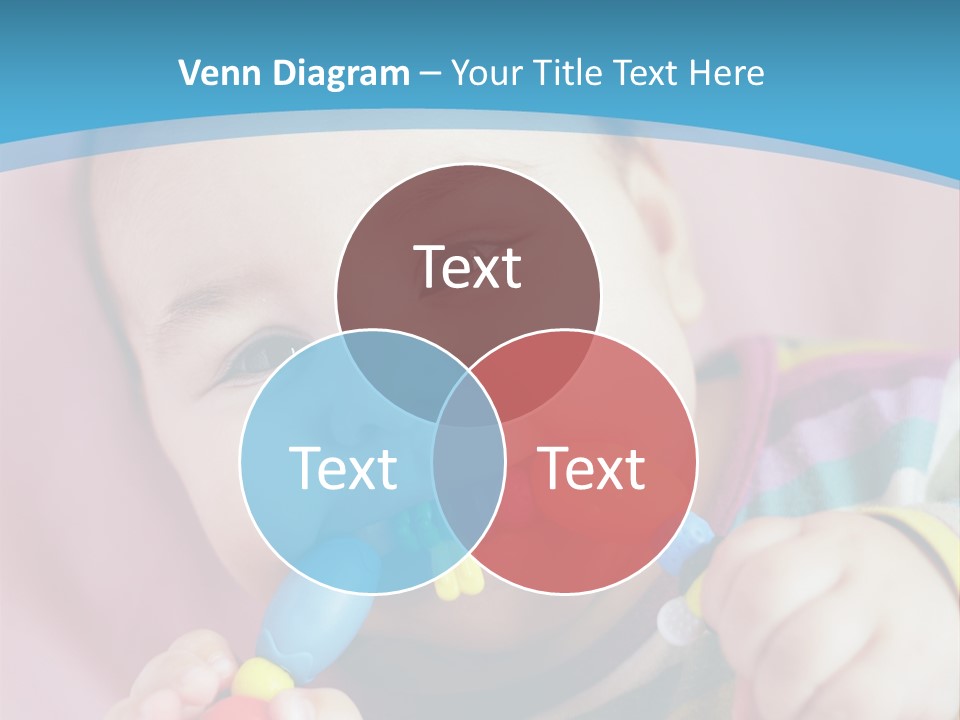 A Baby Chewing On A Toy With A Blue Background PowerPoint Template
