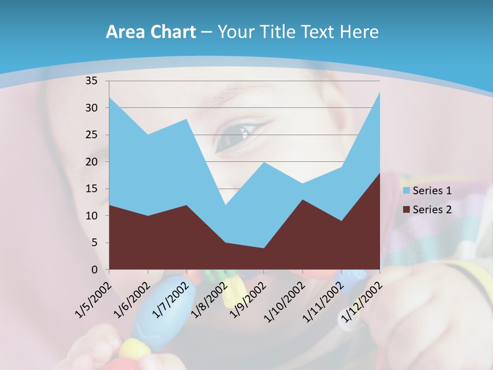 A Baby Chewing On A Toy With A Blue Background PowerPoint Template