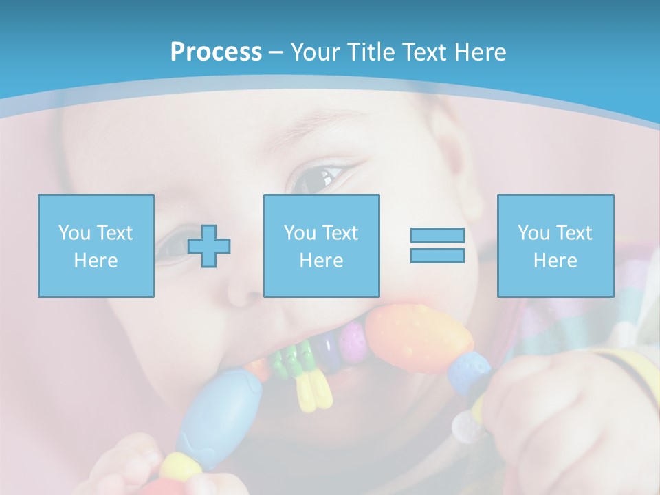 A Baby Chewing On A Toy With A Blue Background PowerPoint Template