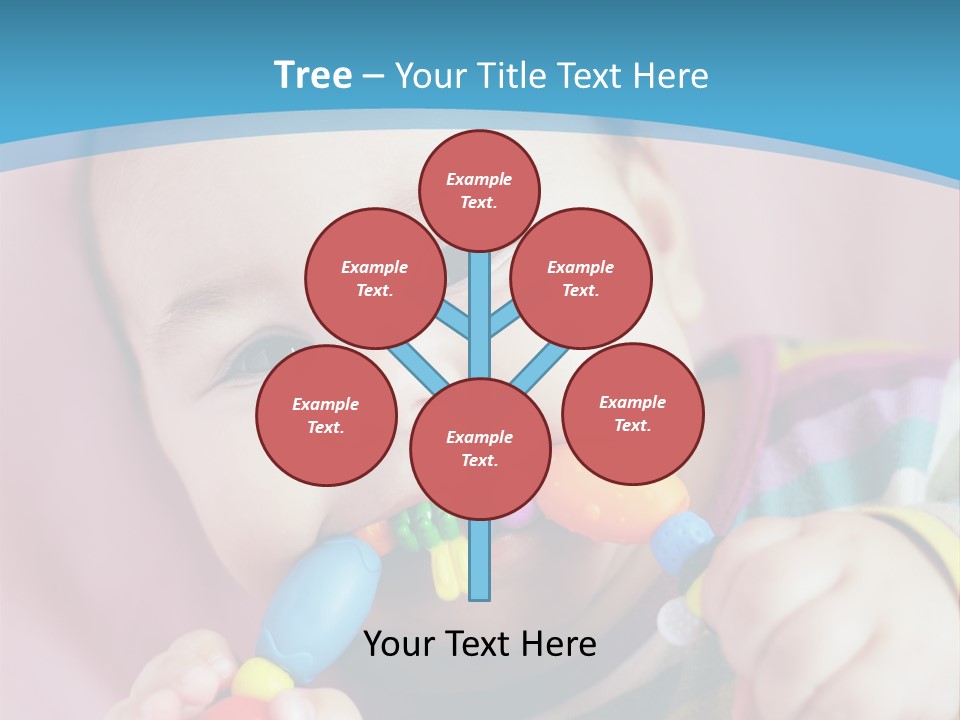 A Baby Chewing On A Toy With A Blue Background PowerPoint Template