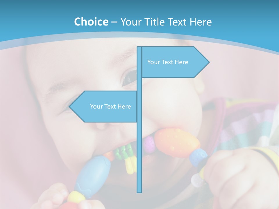 A Baby Chewing On A Toy With A Blue Background PowerPoint Template