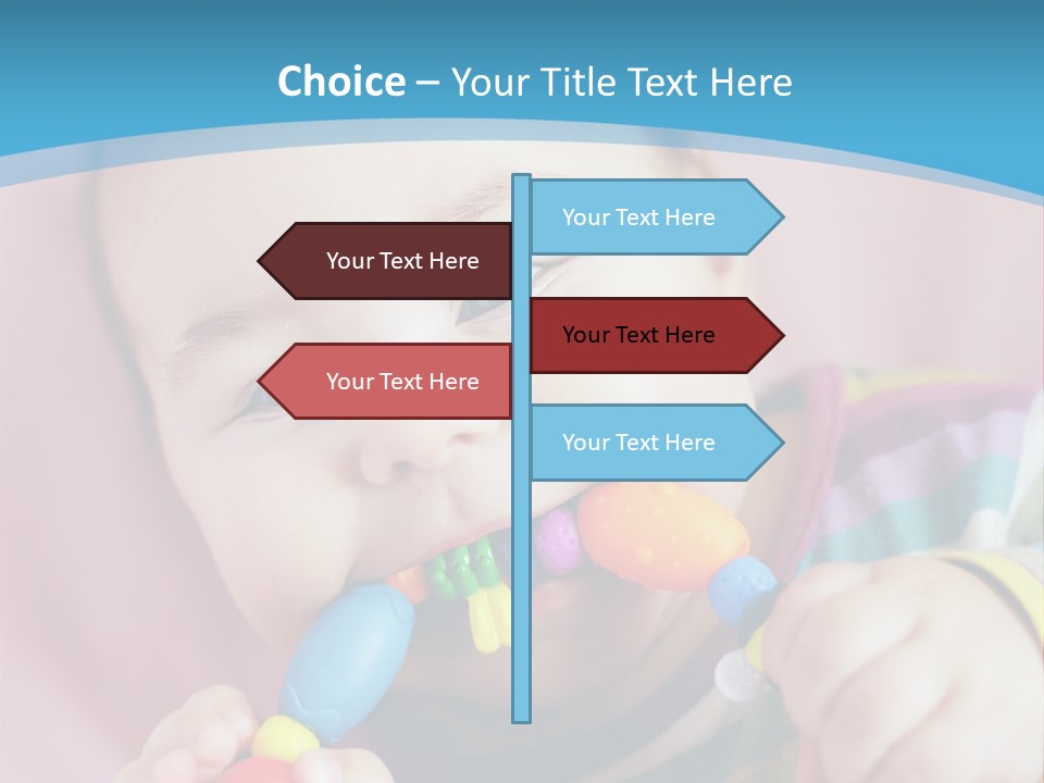 A Baby Chewing On A Toy With A Blue Background PowerPoint Template